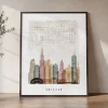 Chicago Map Print Watercolor Wall Art | ArtPrintsVicky