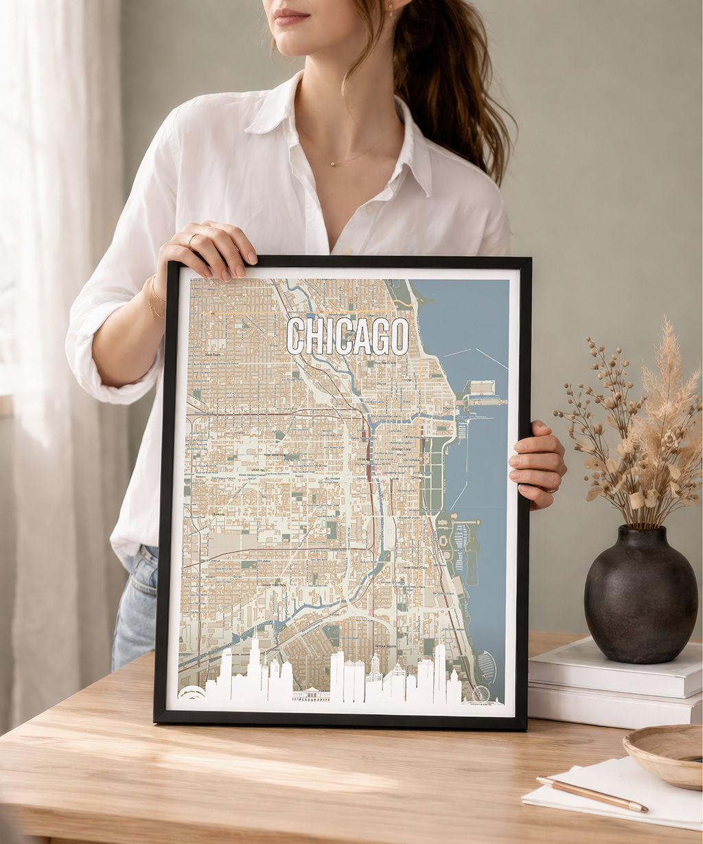 Chicago Map Wall Art Print Personalized - Image 3