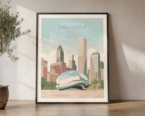 Chicago Millennium Park Wall Art Bean Sculpture Print | ArtPrintsVicky