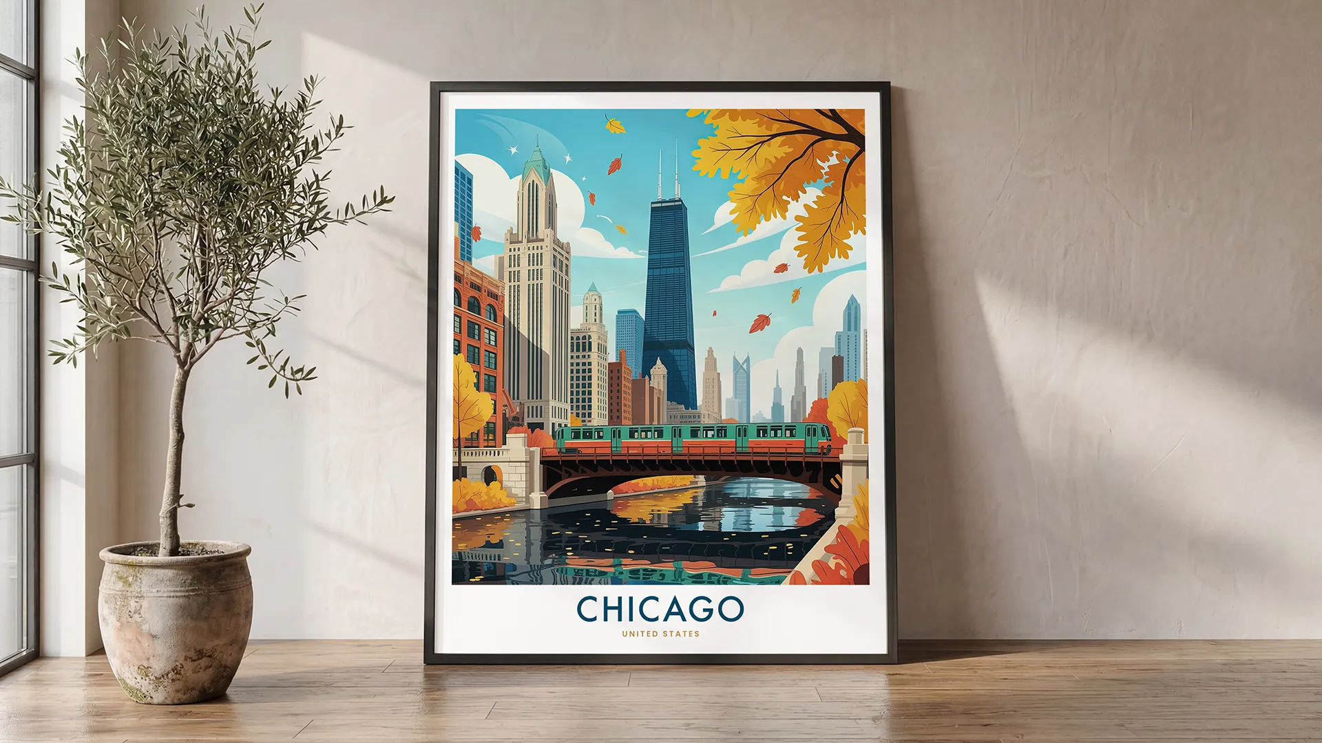 Chicago Riverwalk Travel Poster — L Train Wall Art | ArtPrintsVicky