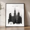 Chicago Skyline Black and White Wall Art Print | ArtPrintsVicky