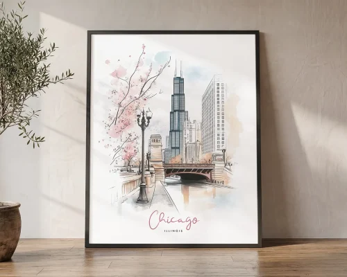 Chicago Skyline Drawing — Sketch Wall Art Print | ArtPrintsVicky