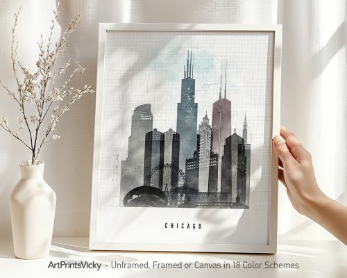 Alternative view of Chicago Skyline Urban Wall Art Print