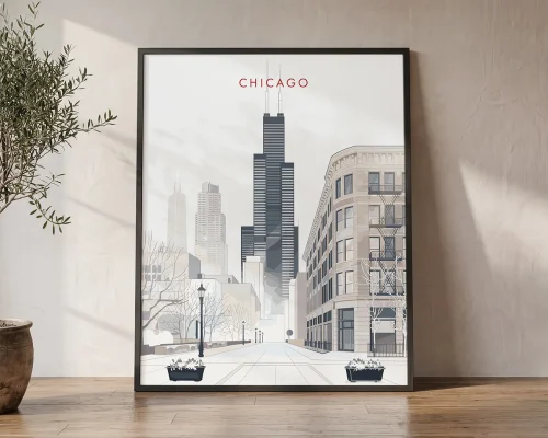 Chicago Skyline Wall Art Minimalist Print | ArtPrintsVicky