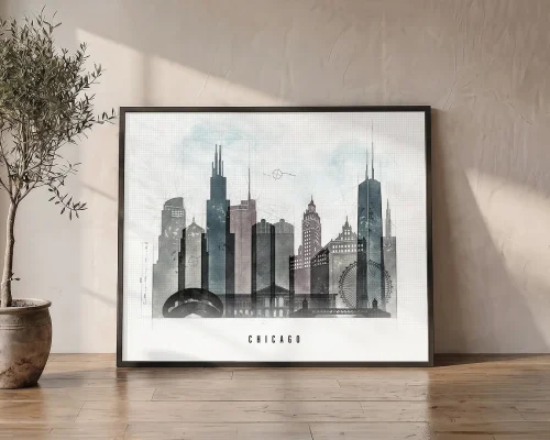 Chicago Skyline Wall Art Urban Print | ArtPrintsVicky