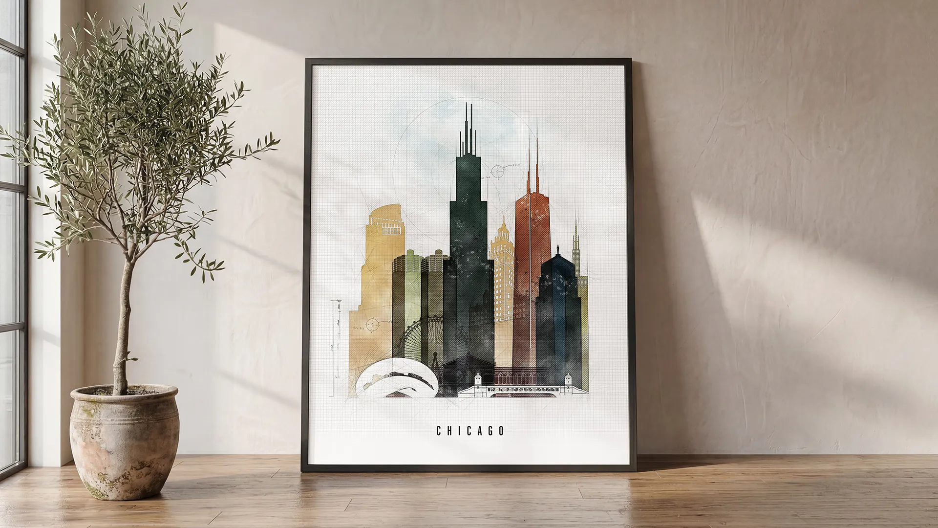Chicago Skyline Wall Art Vibrant Urban Print | ArtPrintsVicky