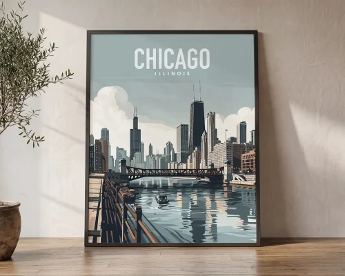 Chicago Travel Poster — Vintage Wall Art Print | ArtPrintsVicky
