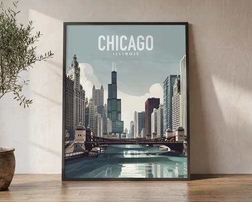 Chicago Travel Poster — Wall Art Print | ArtPrintsVicky