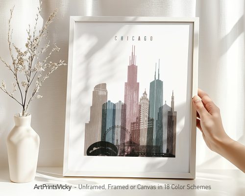 Alternative view of Chicago Wall Art Distressed Poster