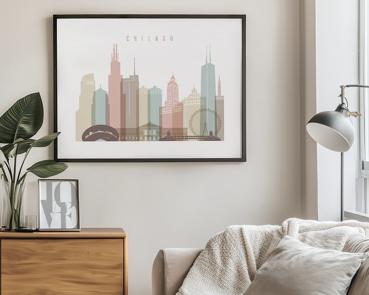 Chicago Wall Art Cityscape Pastel Print - Image 3