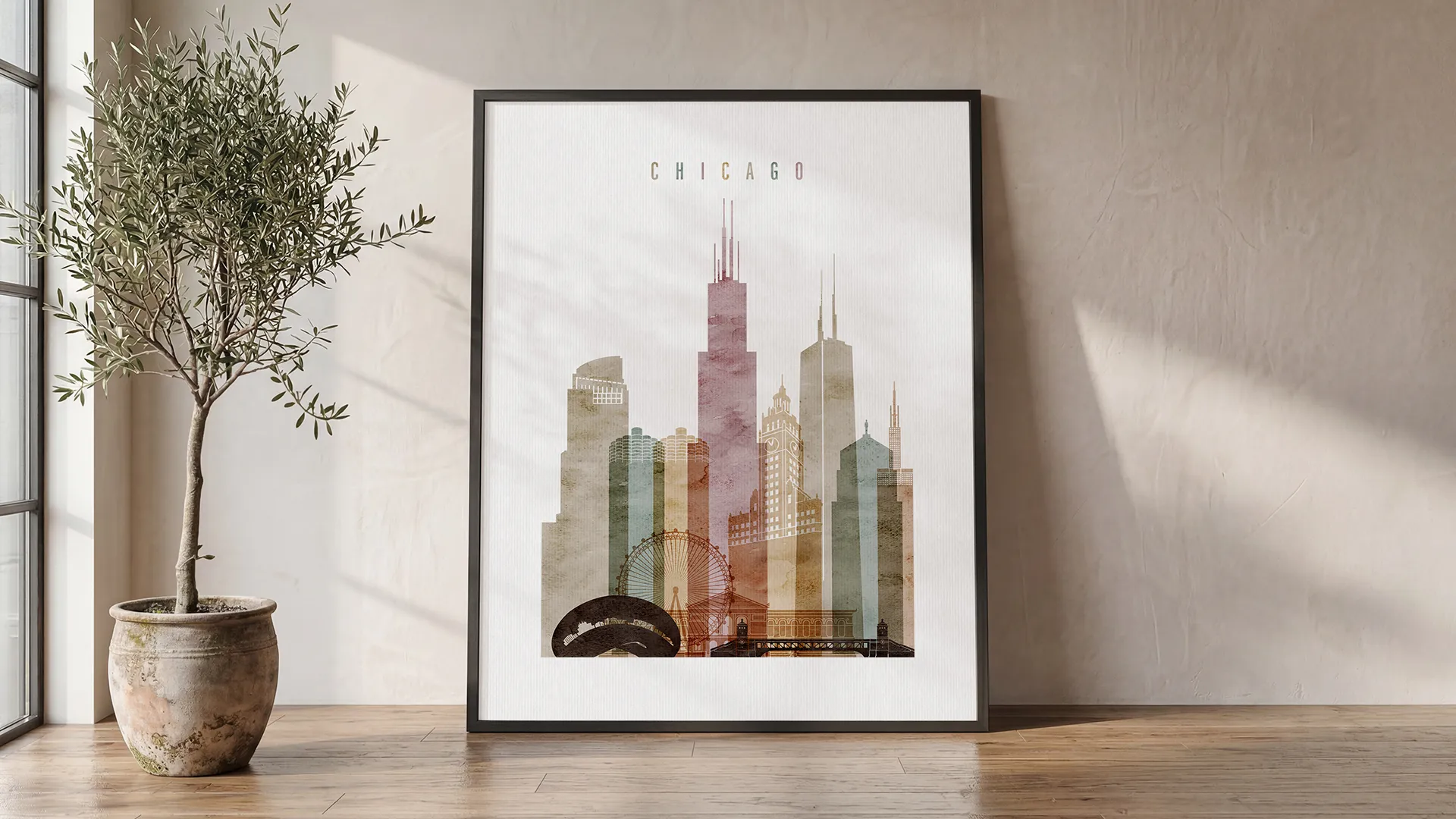 Chicago Wall Art Watercolor Poster | ArtPrintsVicky