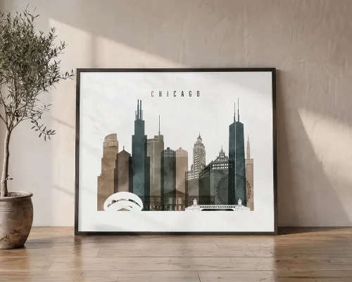 Chicago Wall Art Watercolor Print | ArtPrintsVicky