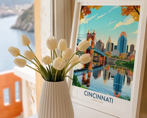 Alternative view of Cincinnati Travel Poster Vintage Ohio Wall Art Print
