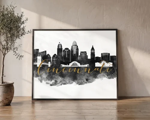 Cincinnati Black and White Wall Art Print | ArtPrintsVicky