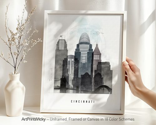 Alternative view of Cincinnati Skyline Wall Art Print Urban Style