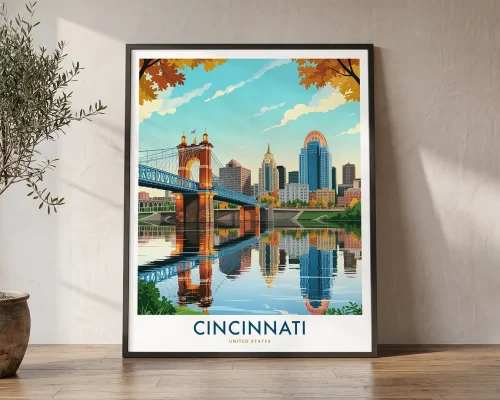 Cincinnati Travel Poster — Vintage Ohio Wall Art Print | ArtPrintsVicky