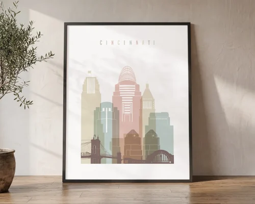 Cincinnati Wall Art Pastel Poster Print | ArtPrintsVicky