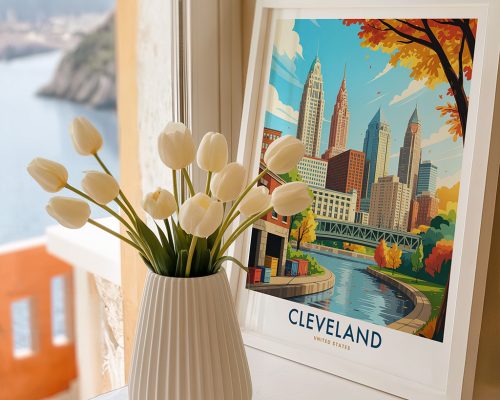 Alternative view of Cleveland Travel Poster Vintage Ohio Wall Art Print