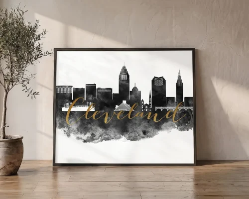 Cleveland Black and White Wall Art Print | ArtPrintsVicky