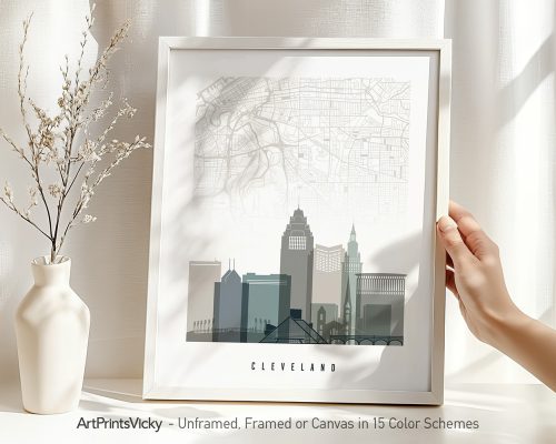Alternative view of Cleveland Map Print Earth Tones Wall Art