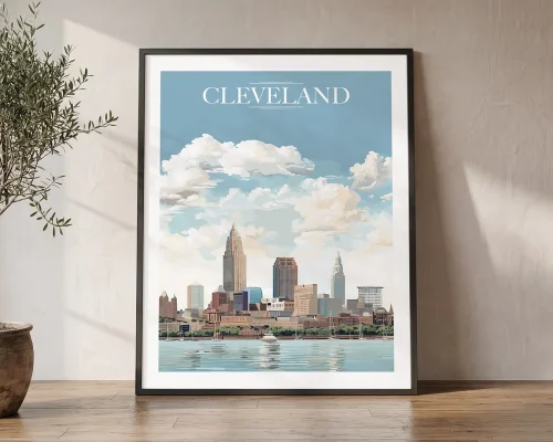 Cleveland Skyline Wall Art Print Poster | ArtPrintsVicky
