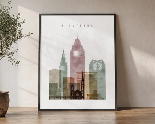 Cleveland Skyline Wall Art Print Watercolor | ArtPrintsVicky