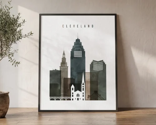 Cleveland Skyline Wall Art Watercolor Print | ArtPrintsVicky