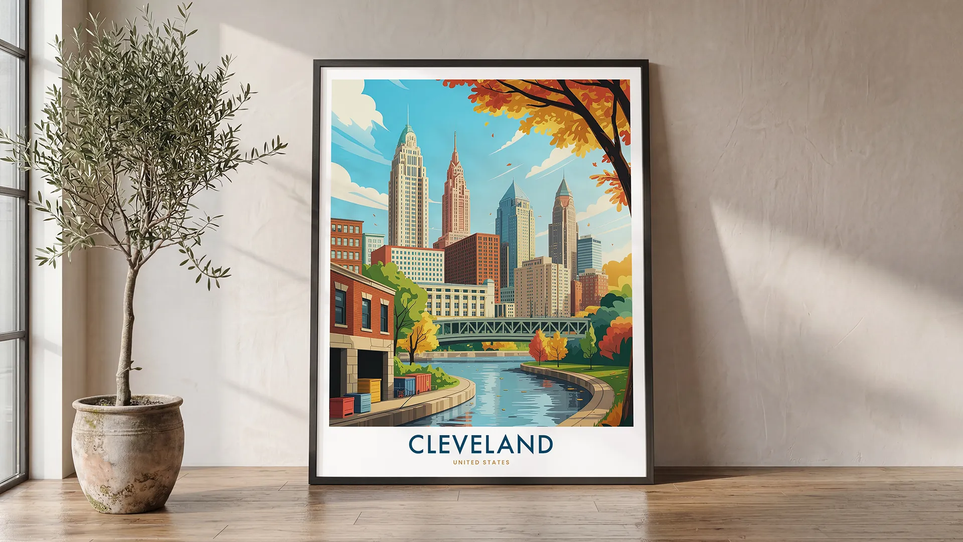 Cleveland Travel Poster — Vintage Ohio Wall Art Print | ArtPrintsVicky