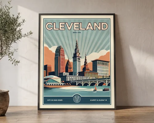 Cleveland Travel Poster — Vintage Wall Art Print | ArtPrintsVicky