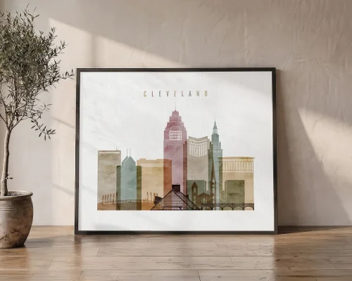 Cleveland Wall Art Cityscape Watercolor Print | ArtPrintsVicky