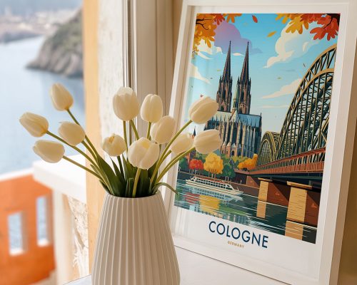Alternative view of Cologne Germany Skyline Travel Poster
