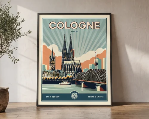 Cologne Print Inspired by Retro Travel Art | ArtPrintsVicky