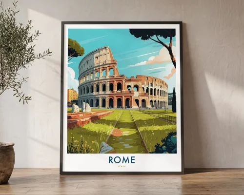 Colosseum Travel Poster – Rome Italy Art Print | ArtPrintsVicky