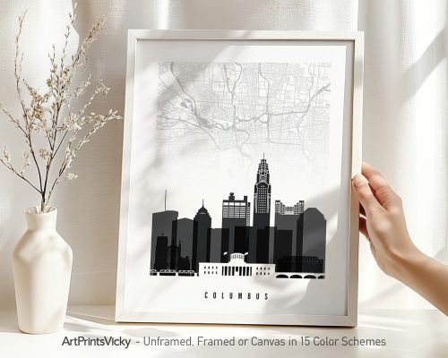 Alternative view of Columbus Ohio Map Wall Art