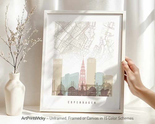 Alternative view of Copenhagen Map Print Pastel Wall Art