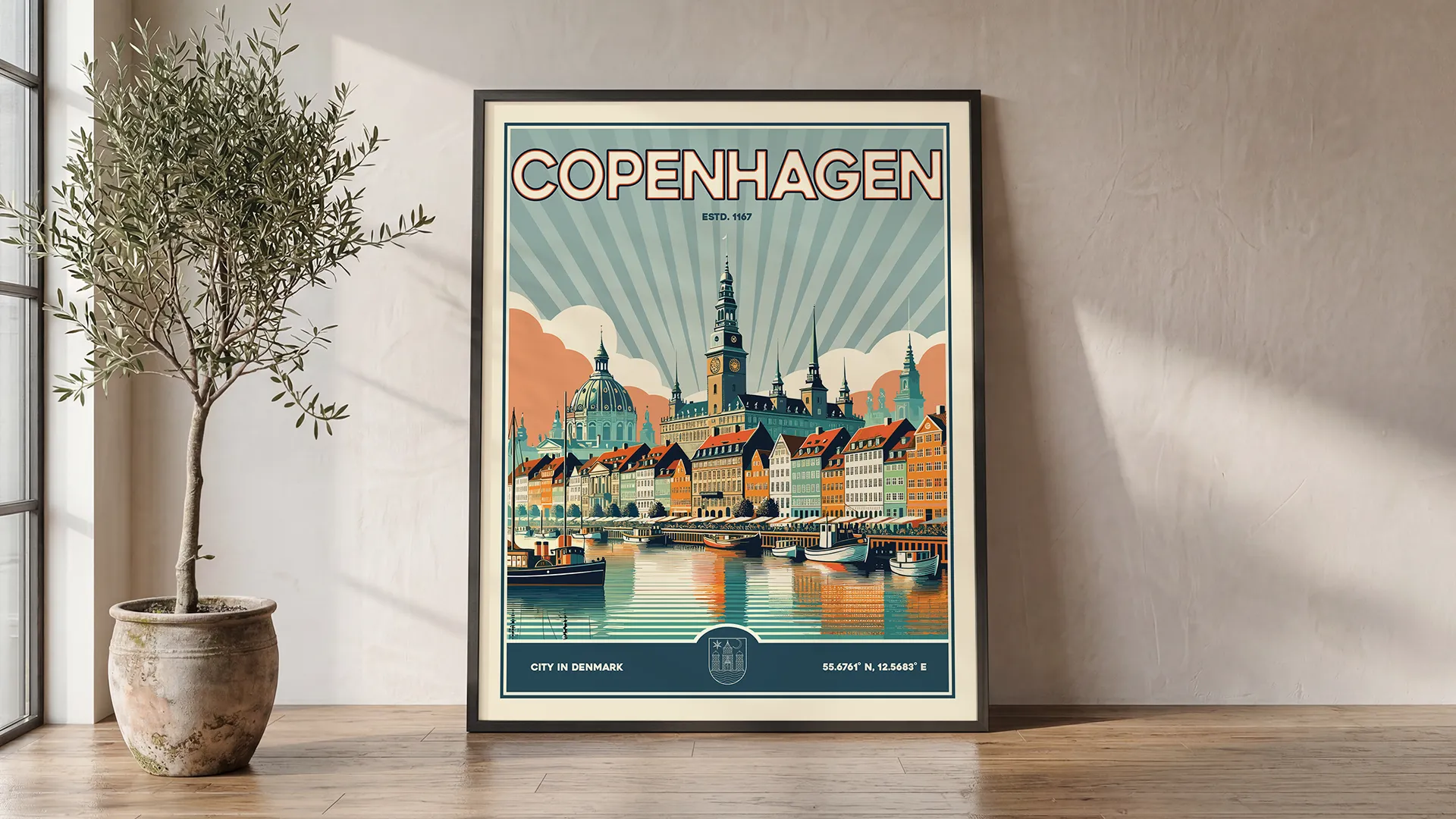 Copenhagen Travel Poster — Vintage Wall Art Print | ArtPrintsVicky
