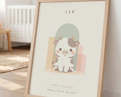 Cow Nursery Wall Art Print, Farm Animal Decor