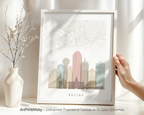 Alternative view of Dallas Map Print City Wall Art