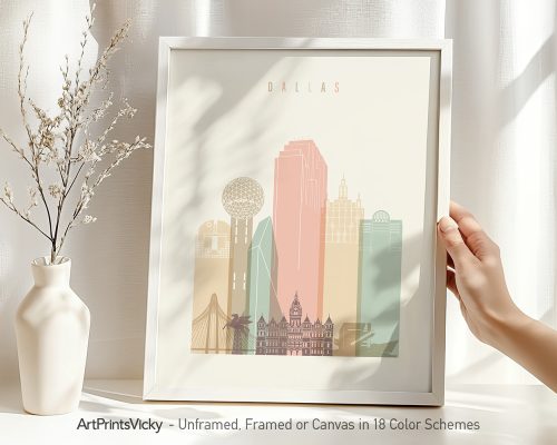Alternative view of Dallas Skyline Wall Art Cream Pastel Print
