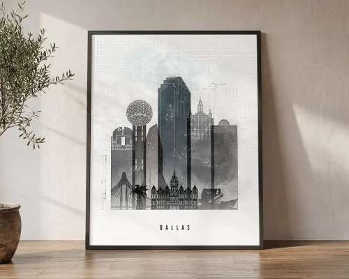 Dallas Skyline Wall Art Urban Print Poster | ArtPrintsVicky
