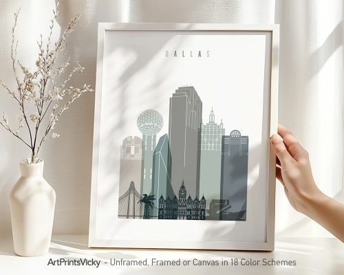 Alternative view of Dallas Wall Art Earth Tone Skyline Print