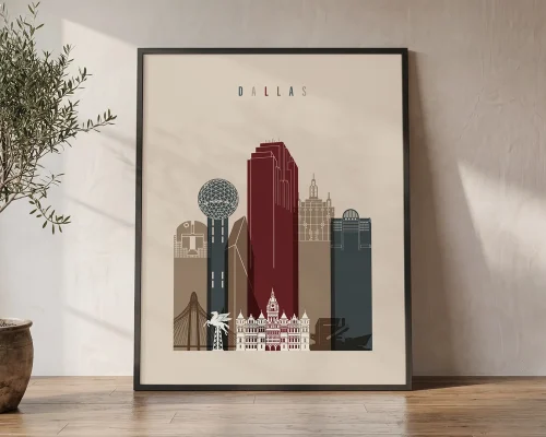 Dallas Wall Art Earth Tones Poster | ArtPrintsVicky
