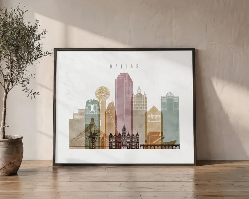 Dallas Wall Art Watercolor Poster | ArtPrintsVicky