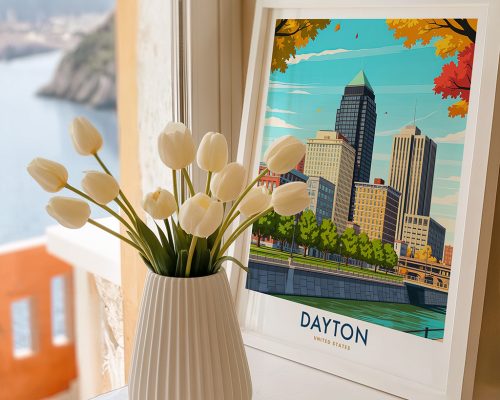 Alternative view of Dayton Ohio Travel Poster - Skyline Wall Art