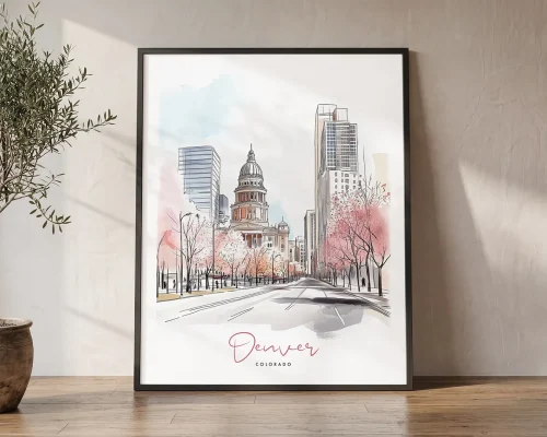 Denver Skyline Drawing — Sketch Wall Art Print | ArtPrintsVicky