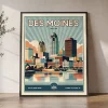 Des Moines Poster Inspired by Retro Travel Art | ArtPrintsVicky