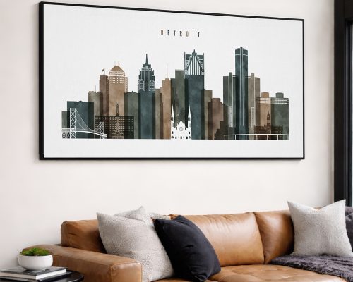 Detroit Wall Art Print Panoramic Decor