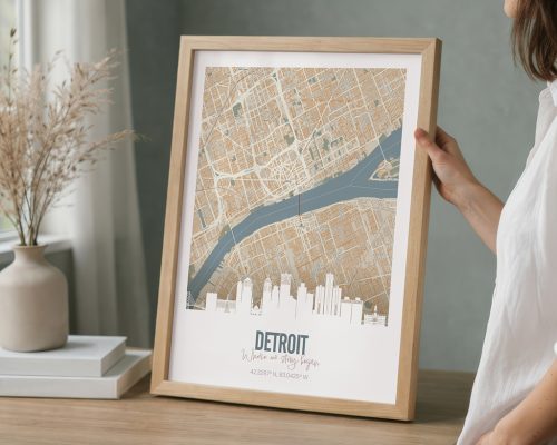 Personalized Detroit Map Wall Art Print