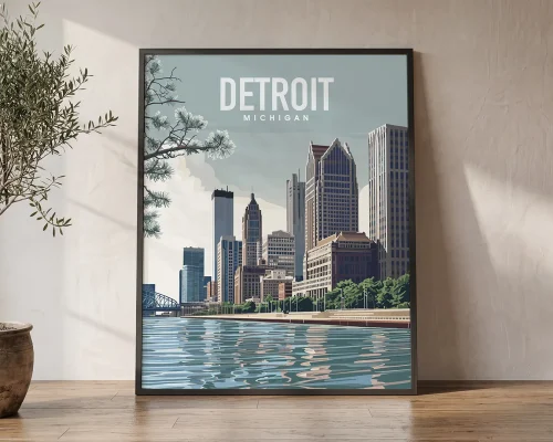 Detroit Travel Poster — Wall Art Print | ArtPrintsVicky