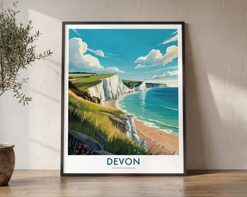 Devon England Coast Travel Print – Wall Art | ArtPrintsVicky
